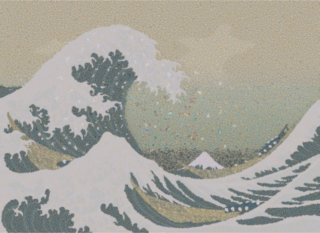 Great Wave ( 1830 Kanagawa)  ; Chris Jordan  Japon Sanatçının klasik eseri okyanustan toplanmış plastik parçaları ile resmedilmiş ; Çağdaş sanat formu niteliğinde arananlar düşünüldüğünde sanatçının başarısı anlaşılabilir.